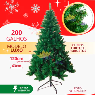 Árvore de Natal 120cm Cheia de Luxo 200 Galhos Pinheiro Decoração de Natalina Pequena
