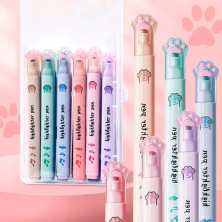 Kit Marca Texto 6 Unidades Gatinho Kawaii - Papelaria Fofa volta as aulas Cute Cat Paw Pata de Gato Patinha