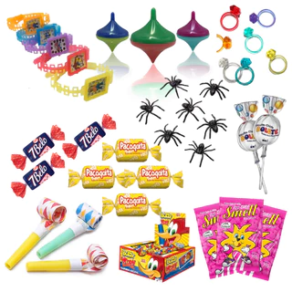 Kit Doces Brinquedos Festa 100 Uni. Sacolinha Surpresa Mini Brinquedos Lembrancinha Guloseimas Doces