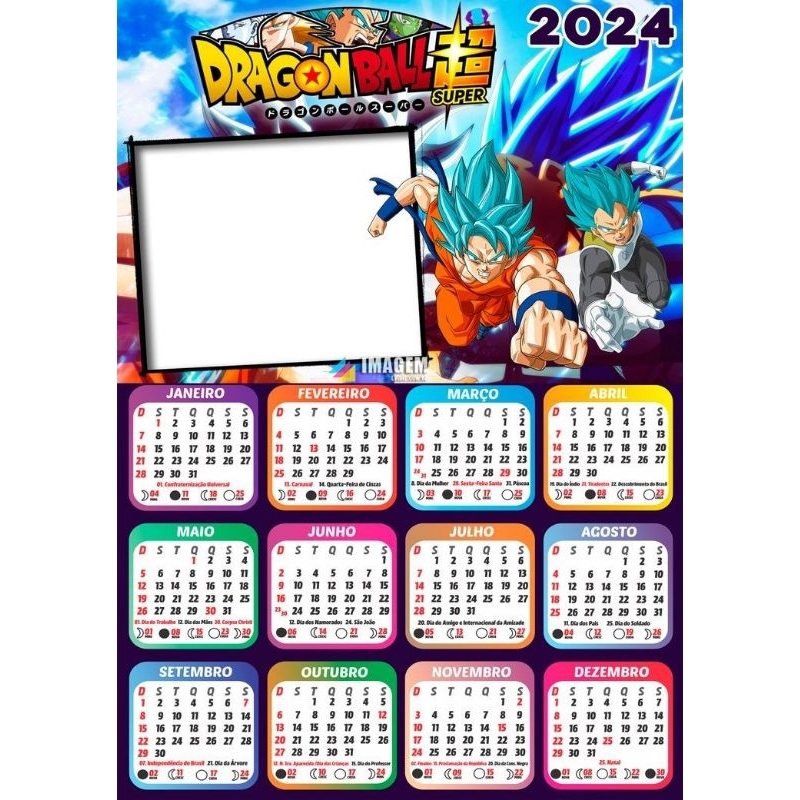 Calendário Dragon ball Z Com sua Foto Shopee Brasil