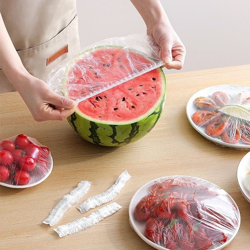 Kit 100 Tampa De Plástico descartável para alimento