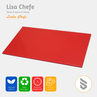 Tábua Para Cortar Carne De Polietileno Vermelho - 30cm x 50cm