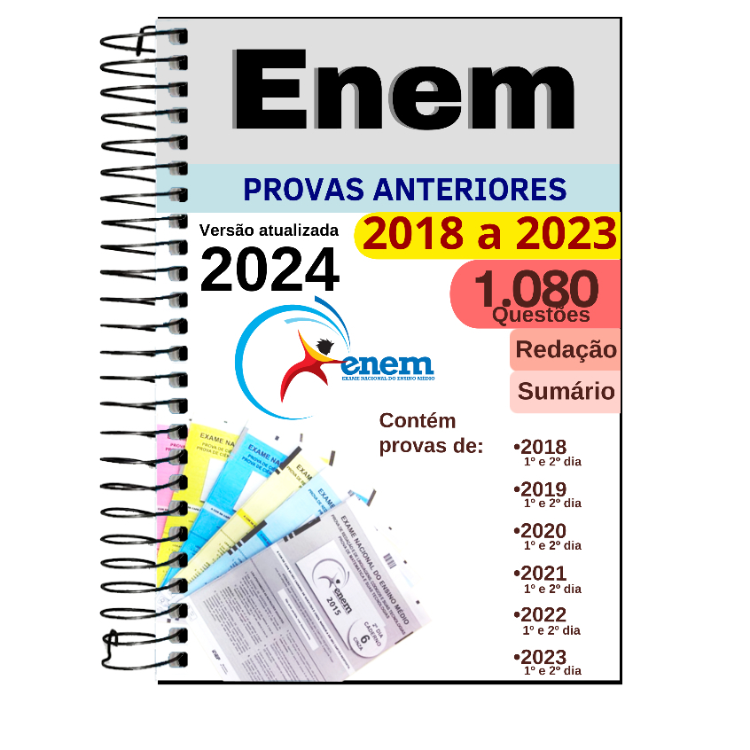 Enem 2024 Apostila de Provas Anteriores questões 2018 a 2023 e