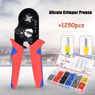 Alicate Crimpar Prensa +Box Com 1250 Terminal Ilhos Tubolar 0,25 Até 10mm