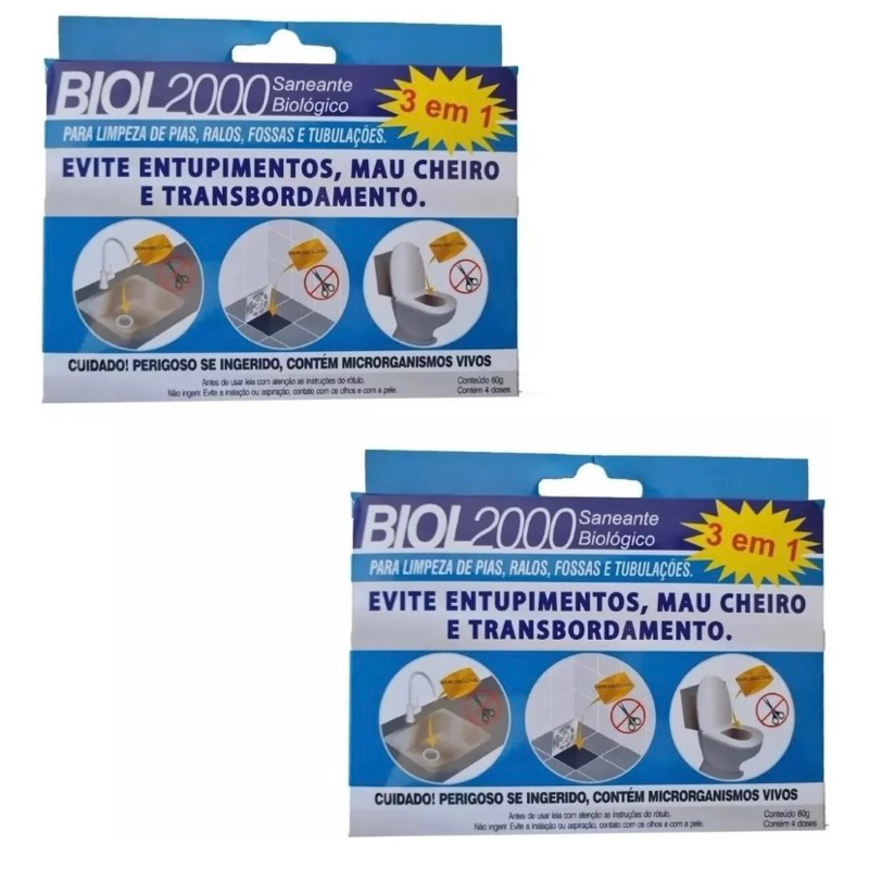 Kit Biol 2000 - Limpa Fossa Caixa De Gordura - 2 unidades | Shopee Brasil