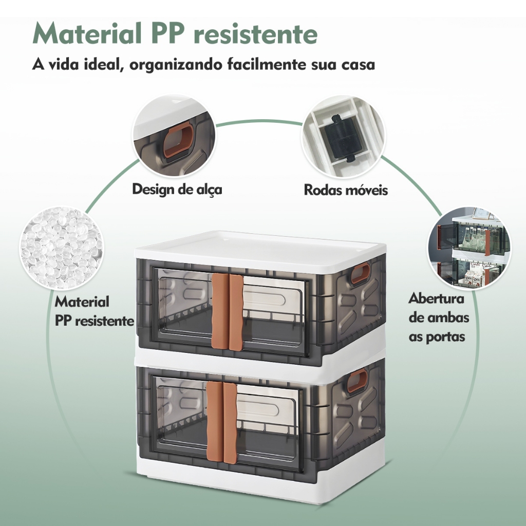 Caixa De Armazenamento De Livros Dobrável Transparente De 4 Rodízios Com Tampa Flip Frontal Empilhável Para Crianças Organizador De Brinquedos Casa Suprimentos