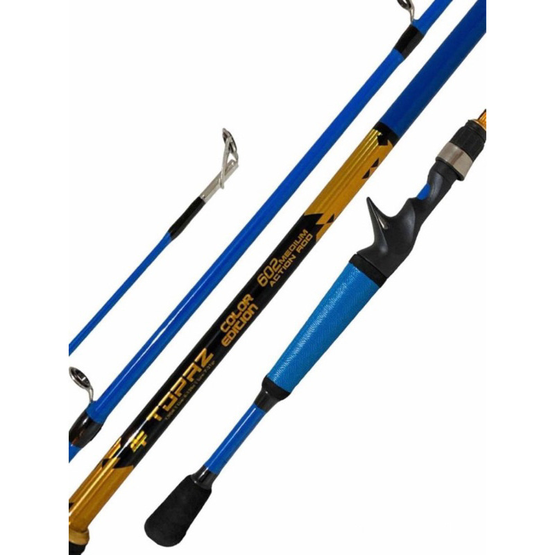 Vara Pesca Carretilha Albatroz Topaz Color 1,68m Azul Carbono 2 partes