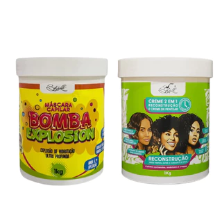 Máscara Bomba Capilar 1kg + Creme de Pentear Reconstrução 1kg Belkit