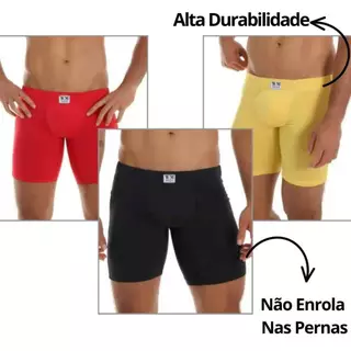 Kit 3 Cueca Ciclista Comprida Embutida Confortável Não Enrola Nas Pernas