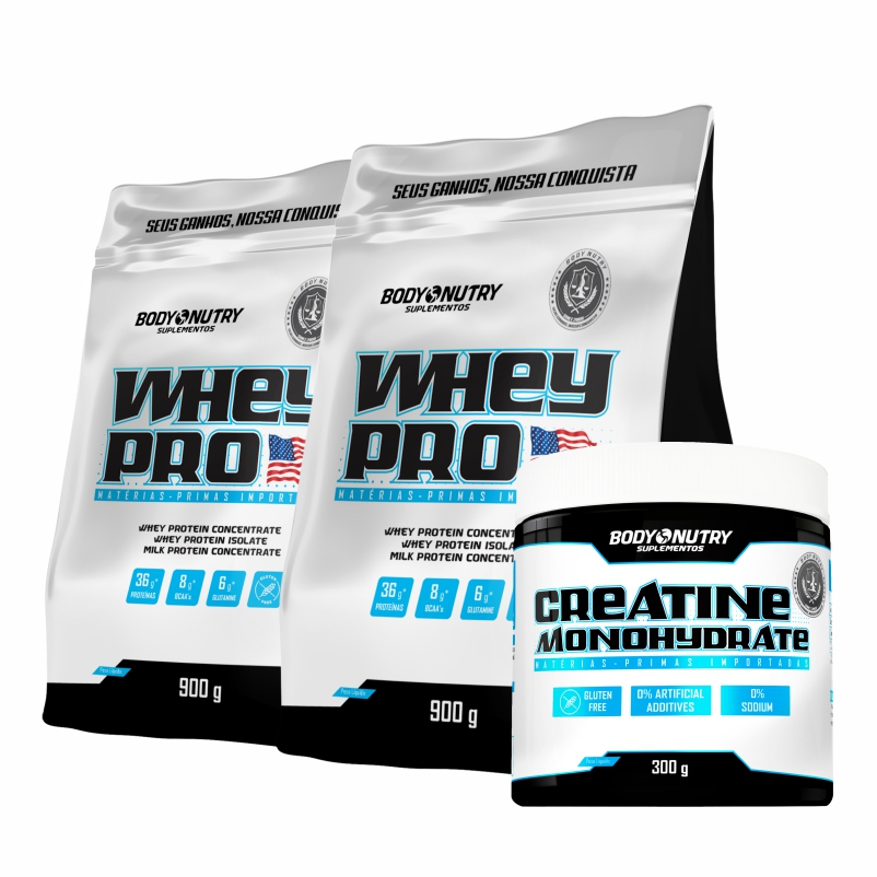 2x Whey Protein + Creatina Monohydrate – 300g pote – Body Nutry