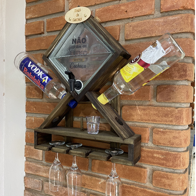 Armarinho Para Cachaça Pingômetro Rústico Porta Garrafas Decoração Churrasco Área Externa