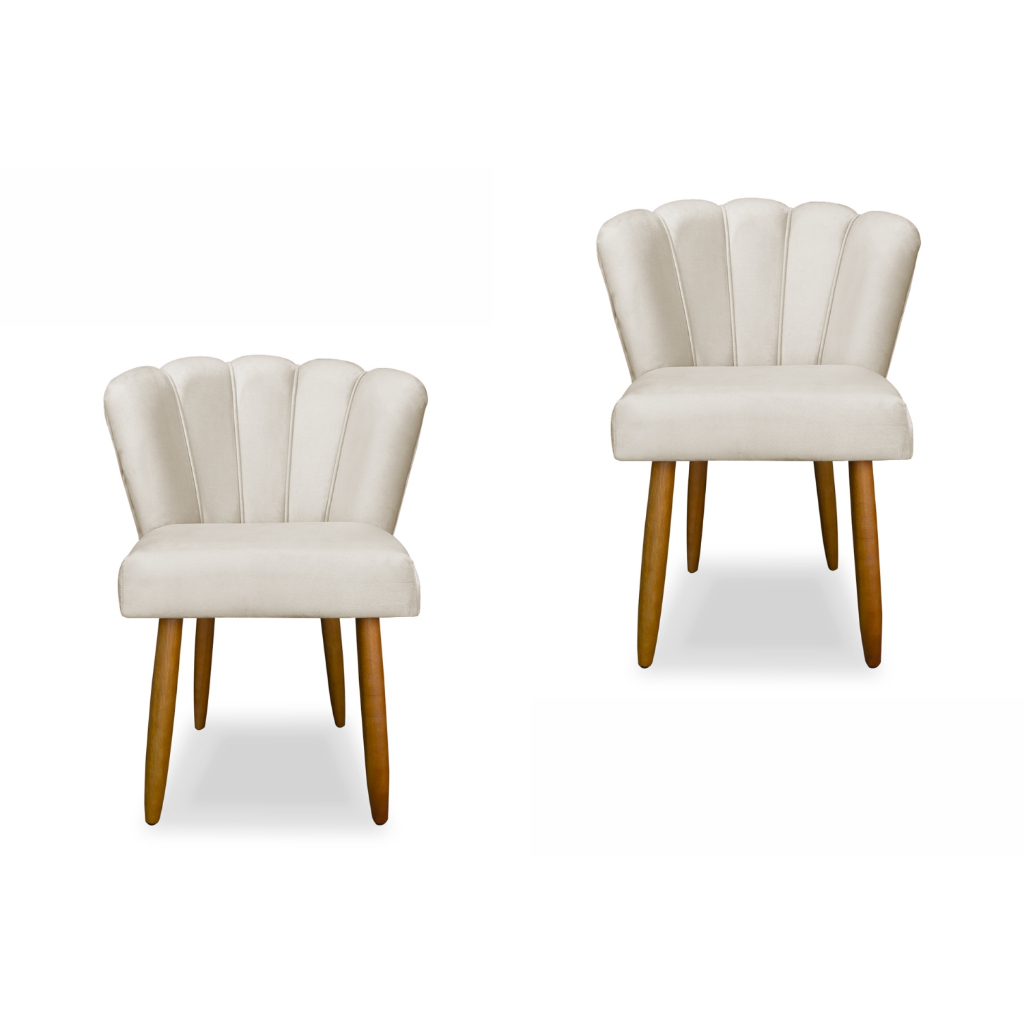 Kit com 2 Cadeiras Pétala Veludo Confortável Pratica Maravilhosa Sala Quarto Cozinha Salão