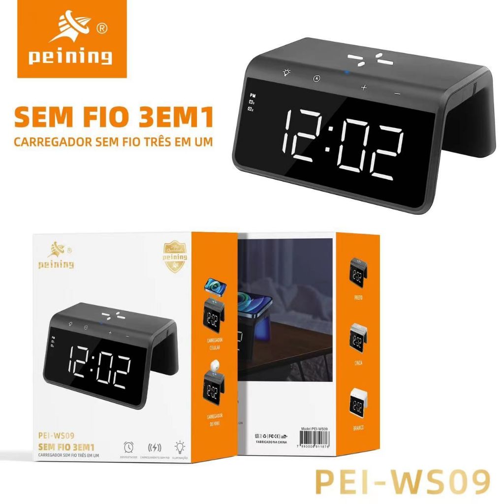 PEINING Relógio Carregador Por Indução 3 Em 1 – PEI-WS09