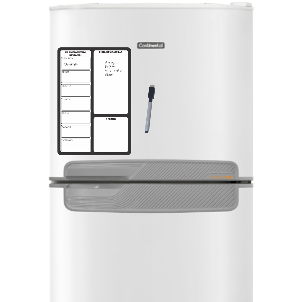 Ímã De Geladeira Porta Recados Anotações Planner Com Caneta