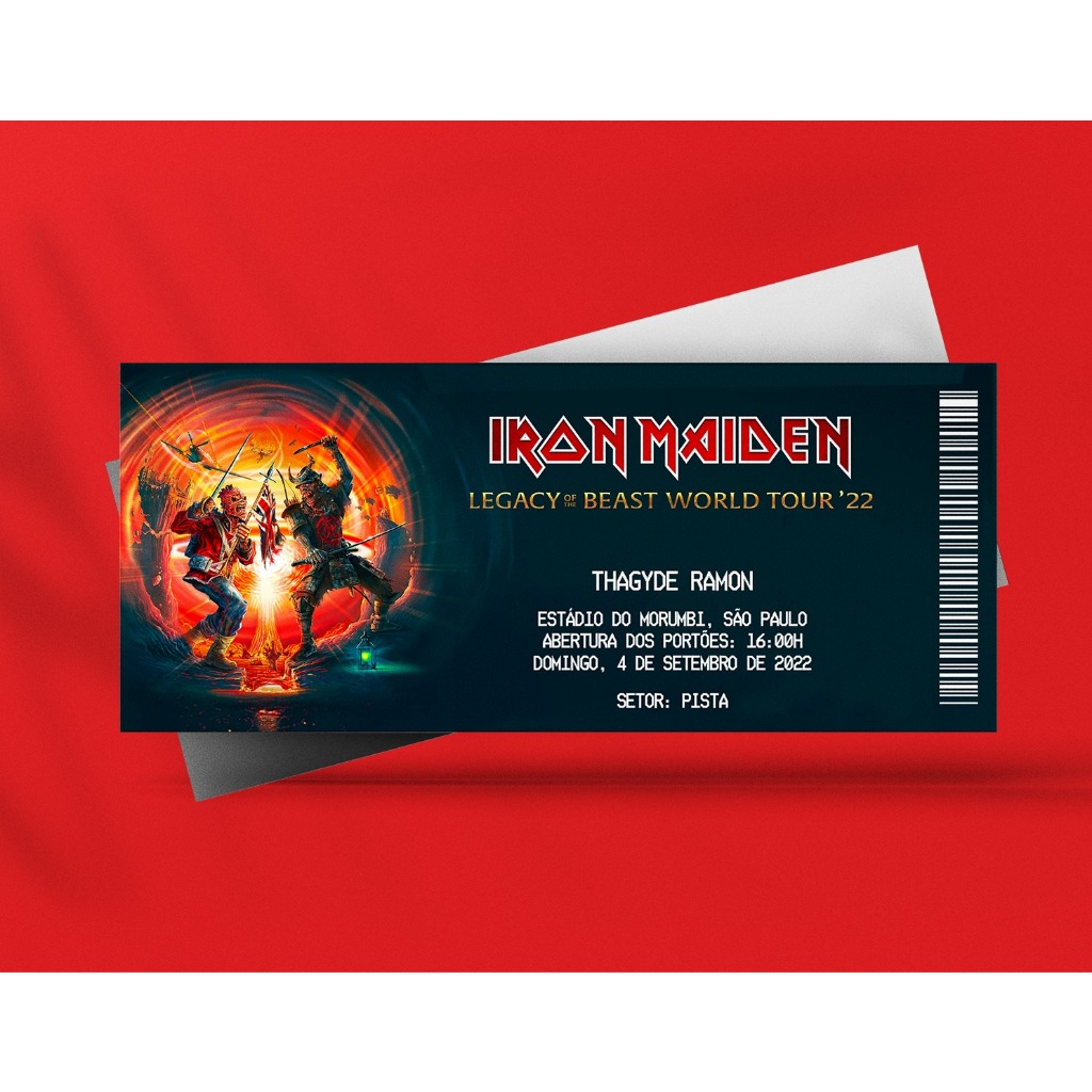Ingresso Holográfico Personalizado Iron Maiden Legacy of the Beast