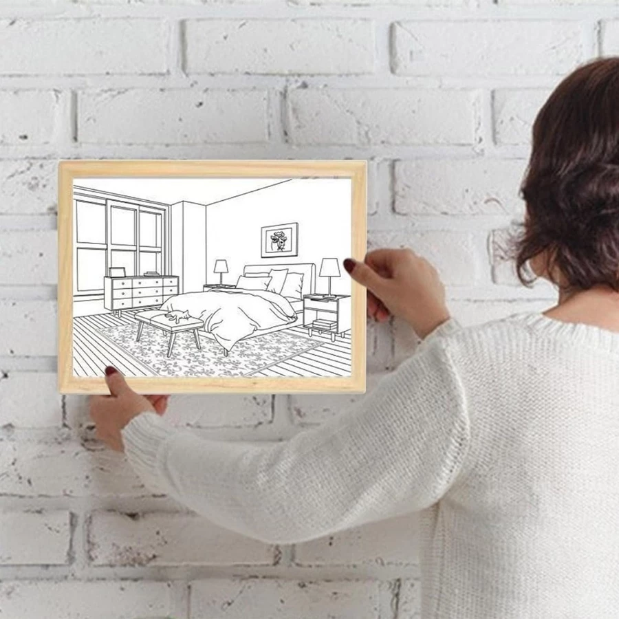 Luminaria Quadro com Luzes Candeeiro de Mesa Luz Noturna Molduras para Decoração 3 Cores Ajustável — foto 2 de 4
