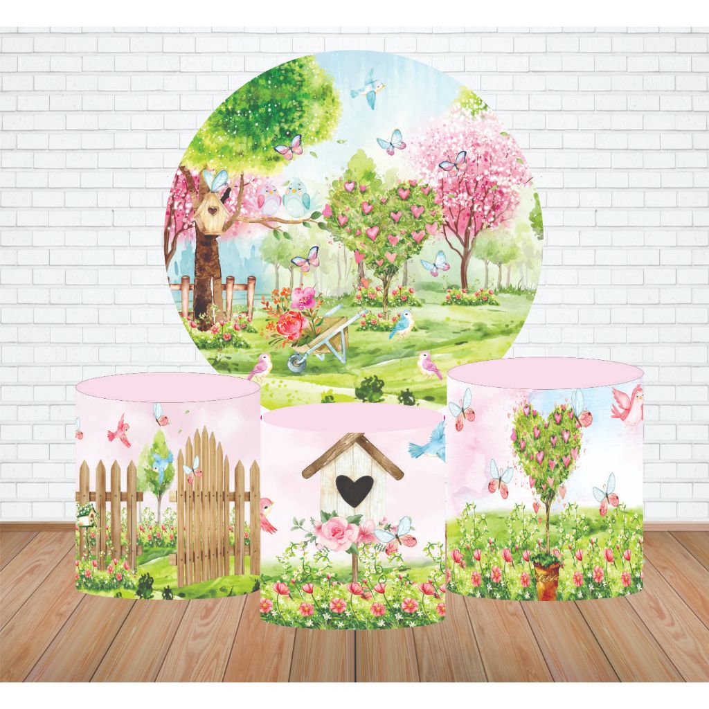 Painel 3d Sublimado Fundo Fotográfico Jardim Secreto Floresta