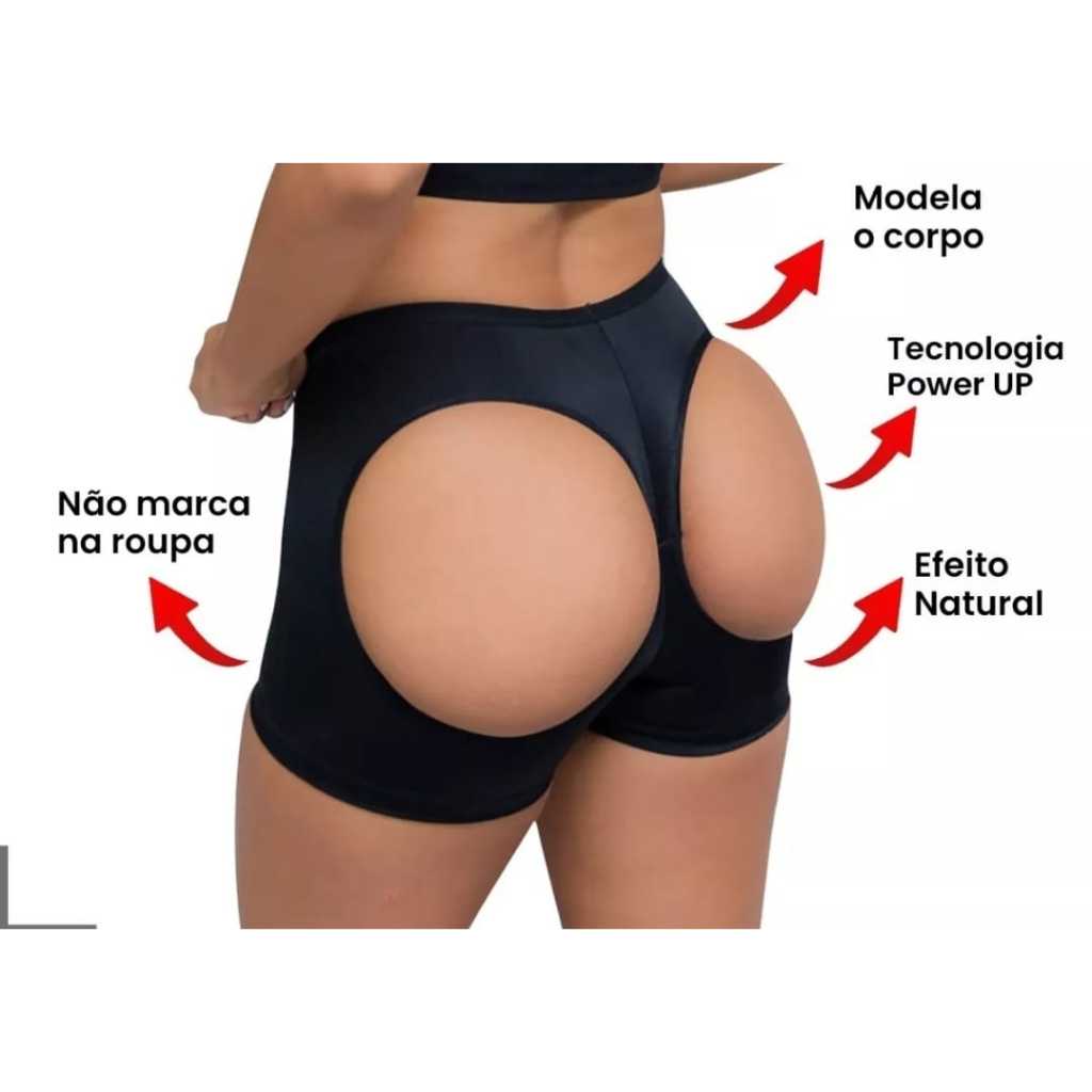 Short Calcinha Levanta Bumbum Empina Modela 2 Buracos Butt