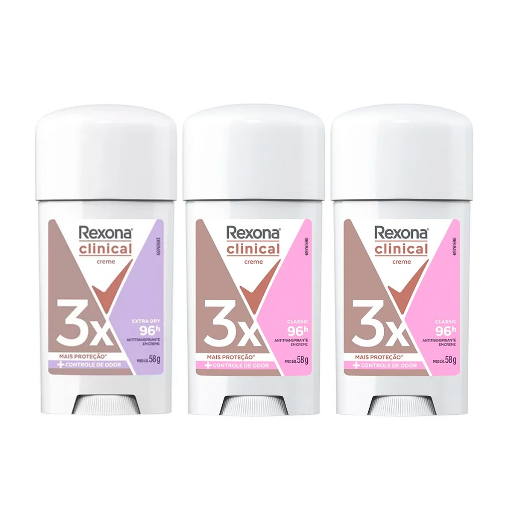 Rexona Clinical Kit 3un Desodorante Stick 1un Extra Dry + 2un Classic