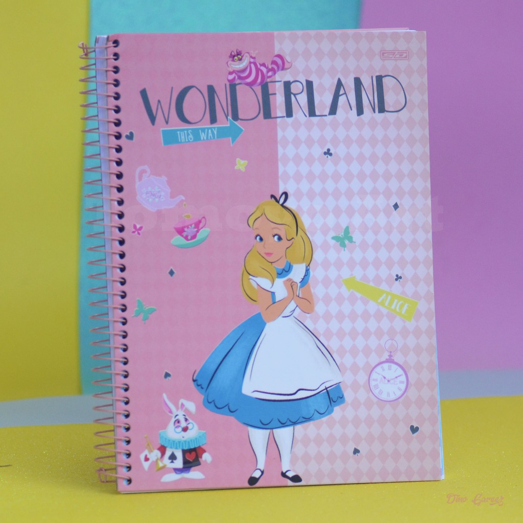 CADERNO ALICE NO PAÍS DAS MARAVILHAS DISNEY 10 MATERIAS | Shopee Brasil