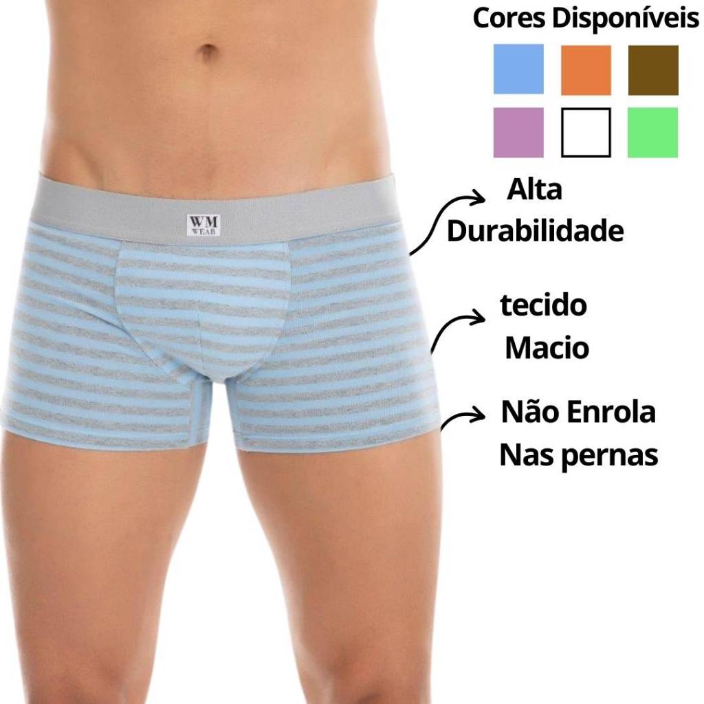 Cueca Box Boxer de algodão Adulto confortável Não enrola nas pernas