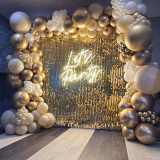 Balão de aniversário kit com 125 balões - Bege + Branco + Dourado para decoração de Festas.