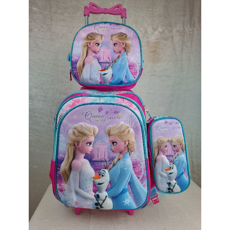 KIT MOCHILA ESCOLAR INFANTIL MENINA FROZEN/ FROZEN FEMININA /COM RODINHAS / KIT MOCHILA + LANCHEIRA+ ESTOJO/MOCHILA PARA MENINA / KIT MOCHILA MODELO 2024 EM 3D