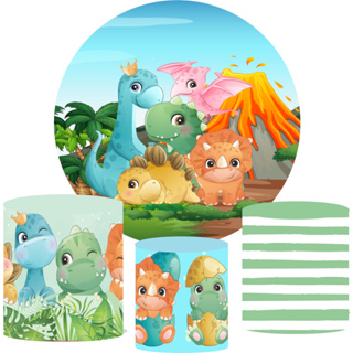 Painel de Festa 3d + Trio Capa Cilindro - Dinossauros Baby Cute 02 - Via  Cores - Paineis de Festa