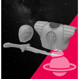 Kit Capacete, Armadura e Espada Ranger Branco em impressao 3d de resina.