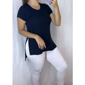 Kit Calça Legging Cós Alto + Camiseta Corrida Academia Fitness Dry PLT 384  - Preto+Branco