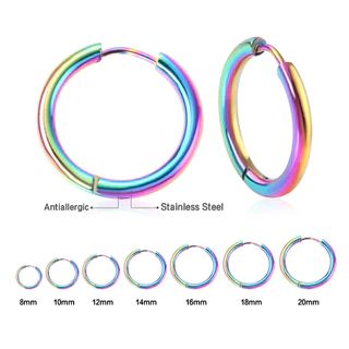 Brinco de argola colorida não escurece em aço Inoxidável brincos colorido feminino masculino Hip-Hop Helix Tragus Daith Conch Torre, Snug Piercing