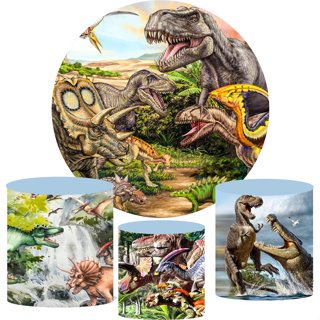 Painel De Festa Vertical + Trio De Capas Cilindro - Jurassic World Dinossauro  Rex Realista - Via Cores - Paineis de Festa
