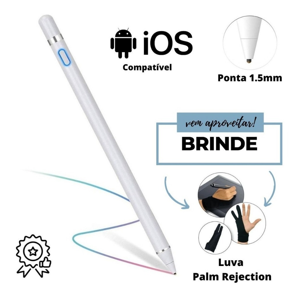 Caneta Pencil Wb Compatível C/ iPad Com Palm Rejection 1.0mm