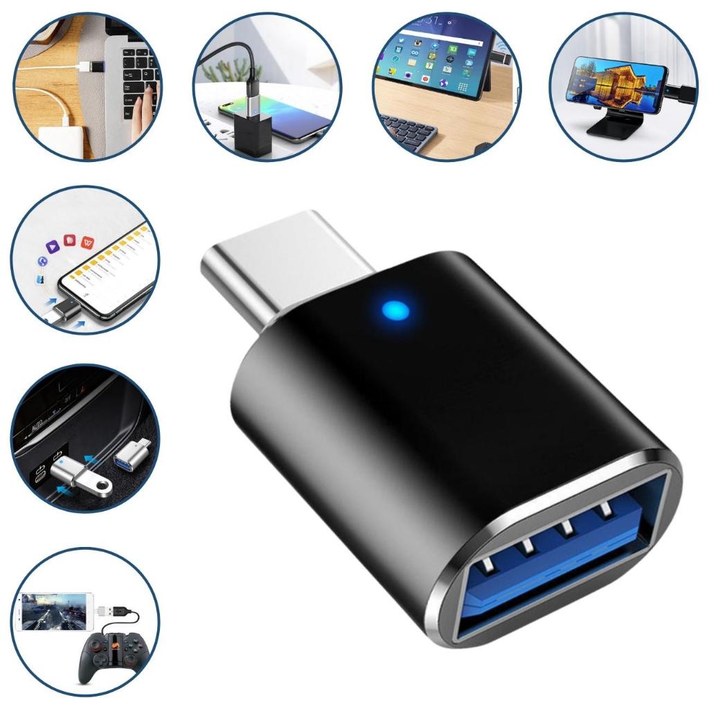 Adaptador OTG Premium USB 3.0 Plug Fêmea P/ USB C Macho Tipo C Transferência 5gbps Dados Carregamento Celular Tablet Notebook Type C 3.1 Conectar Teclado Mouse Microfone Lapela Pendrive