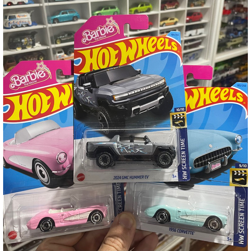 Hot Wheels Barbie Hummer Barbie + Corvette Rosa + Corvette Azul