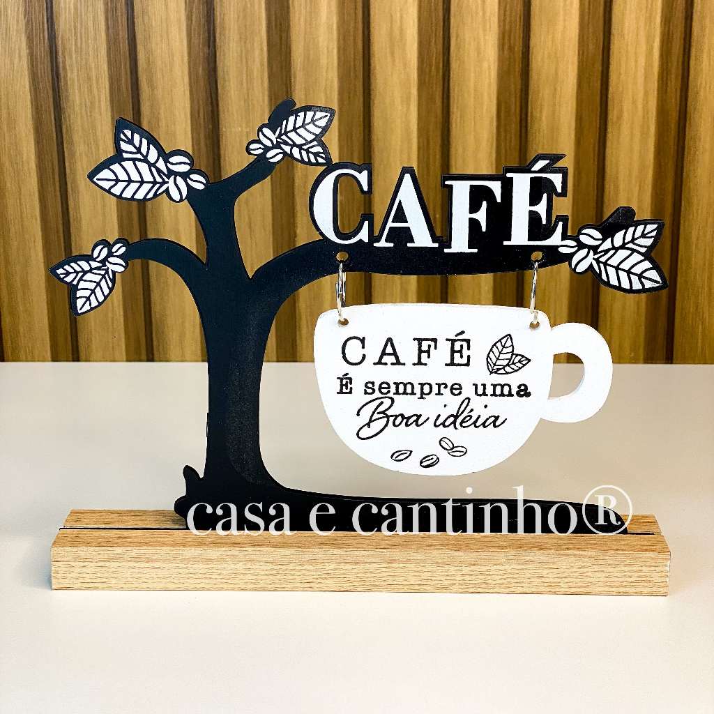 Placa Enfeite Plaquinha Decorativa Cantinho Café Com Suporte Casa Cozinha Mesa Posta