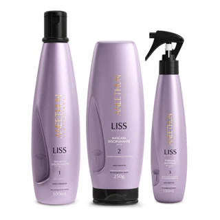 Kit Aneethun Liss Disciplinante Shampoo 300ml+ Máscara 250gr+ Spray 150ml