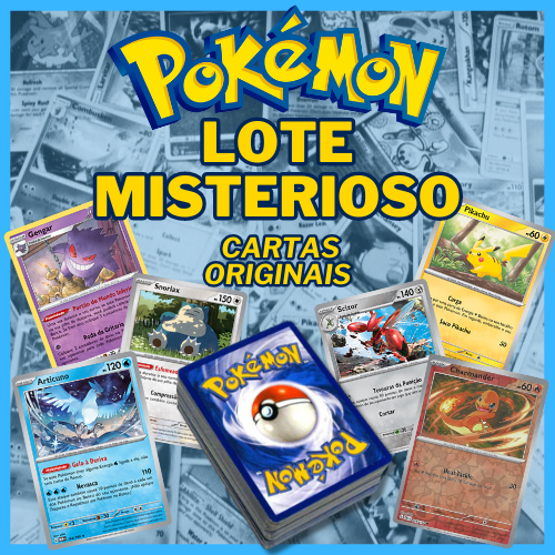 Lote Misterioso Pokémon com 100 ou 50 cartas originais — 10 ou 5 Brilhantes garantidas — Sem repetições — Português com Guia para Iniciantes