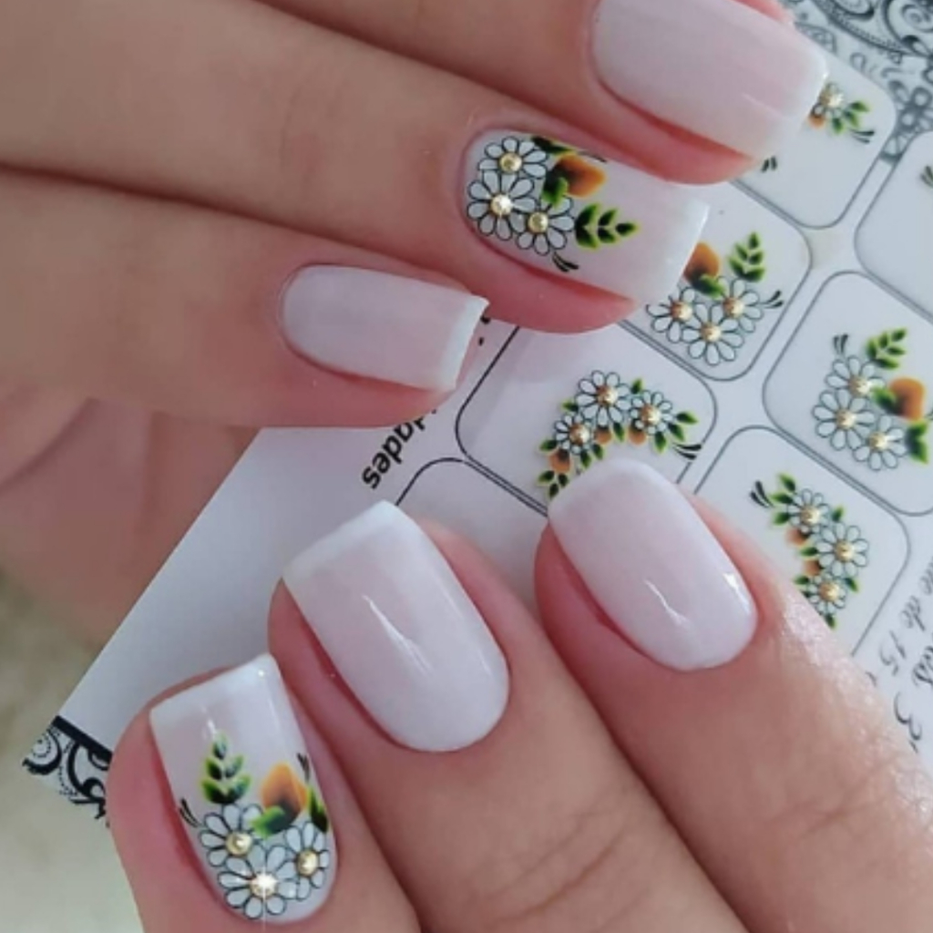 kit 60 Adesivo de Unha 3D com Pedrinhas e Mistas Mãos e Pés