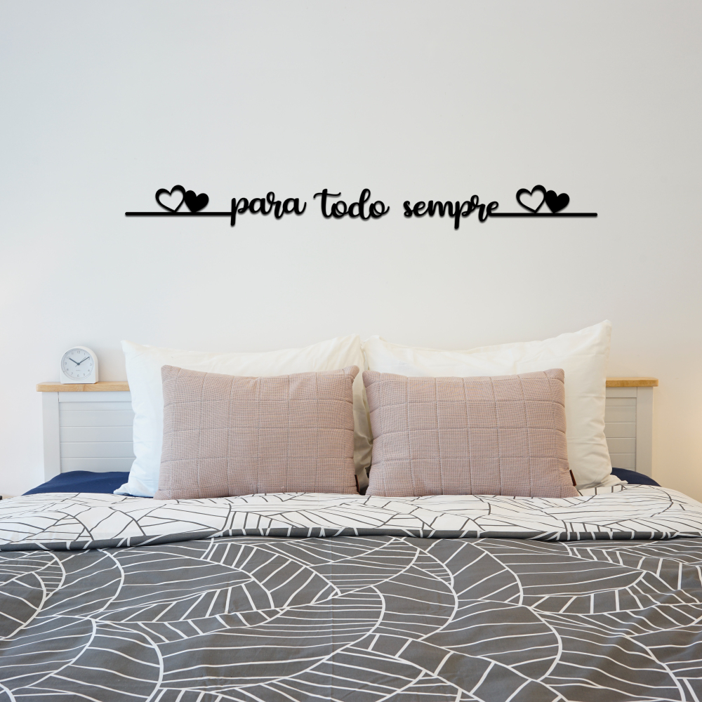 Frase Decorativa Para Todo Sempre Quarto Casal Mdf 3mm Preto