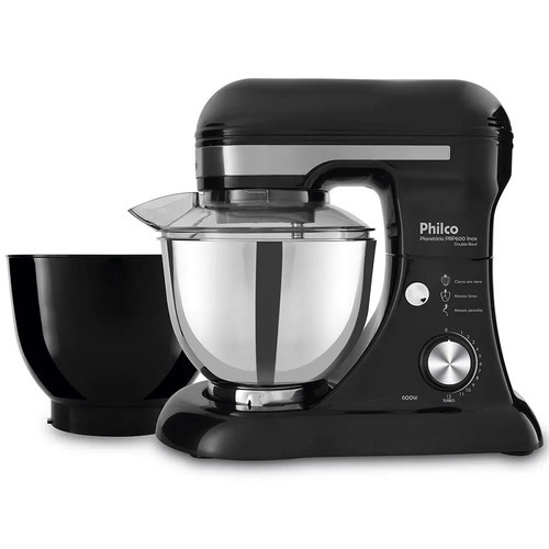 Batedeira Planetaria Philco Pbp600p Turbo Inox Double Bowl Preta 110V