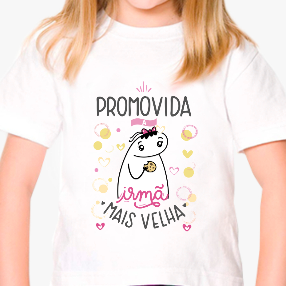 Camiseta Infantil Promovida a IRMÃ MAIS VELHA Flork - Chá de Bebê ZLprint