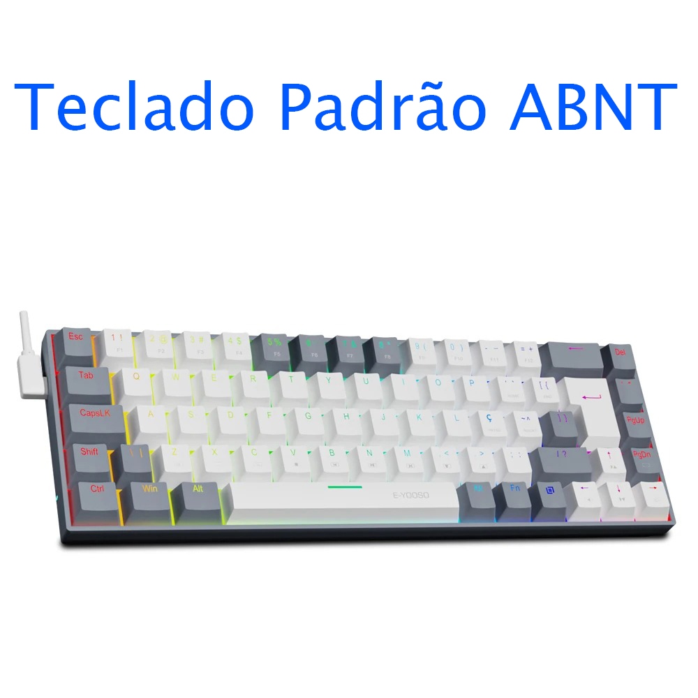 Teclado Gamer Mecânico E-Yooso Z686 65% 68 teclas Switch Red RGB ABNT