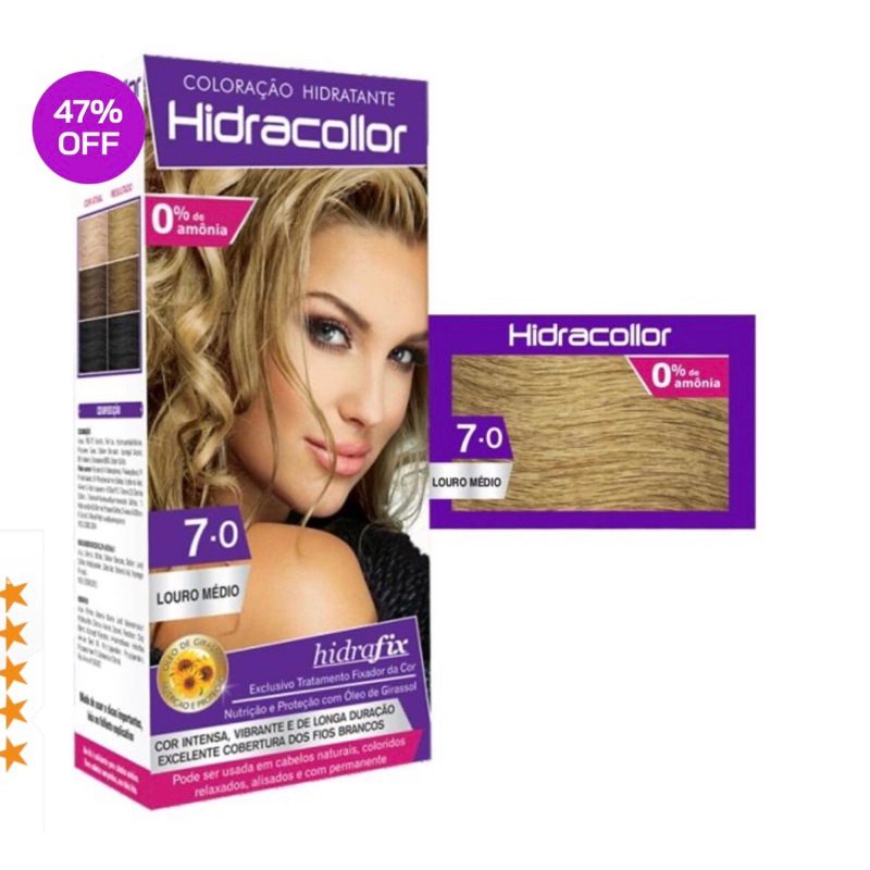 Tinta de Cabelo Hidracollor 7.0 Loiro Médio 100ml | Shopee Brasil