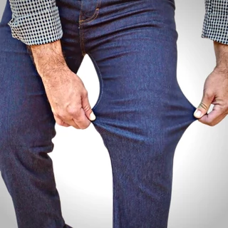 Calça Jeans Masculina Elastano Lycra Tradicional Azul Escuro Preta Trabalho Pesado Serviço Reforçada