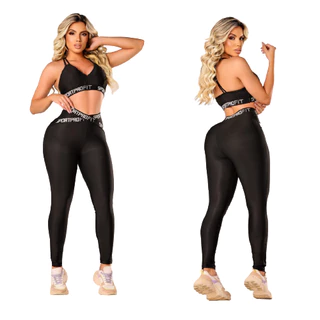 Conjunto Fitness Feminino Legging e Top Com Elástico