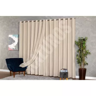 Cortina Voil Gaze De Linho 8,00 x 2,50/2,60 /2,70/ 2,80 C/forro Blackout Grosso Original em Oferta na Shopee