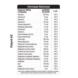 POLIVITAMÍNICO e Mineral de A a Z - 600mg - PolyVit | Shopee Brasil