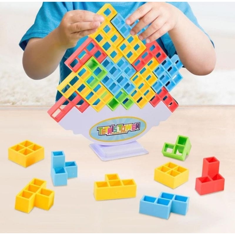16/32/48 Pcs Tetra Tower Balance Stacking Block Game Set, Tetra Tower Game,  Stacking Blocks Tetris Blocks Toy Puzzle Game For Kids Tw