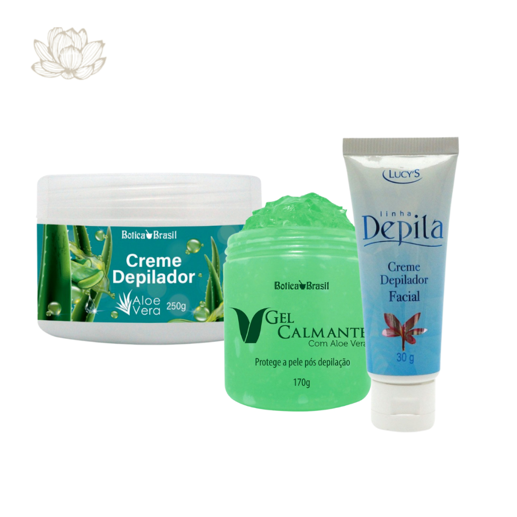 Kit Depilação Sem Dor Creme Depilador Gel Calmante Aloe Vera